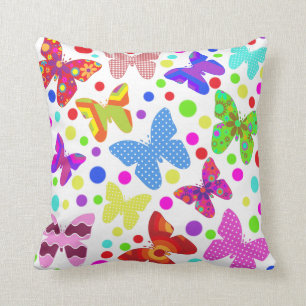Colourful butterfly polka dot cute animal kids roo cushion
