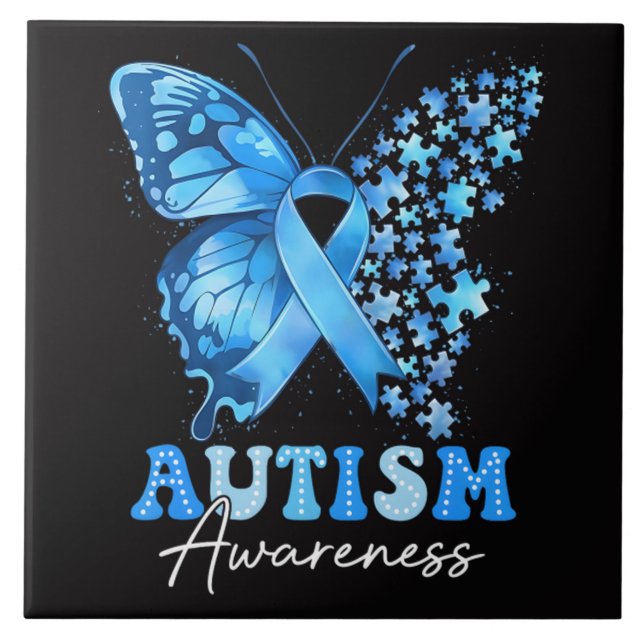 Colourful Butterfly Puzzle Ceramic Tile (Front)