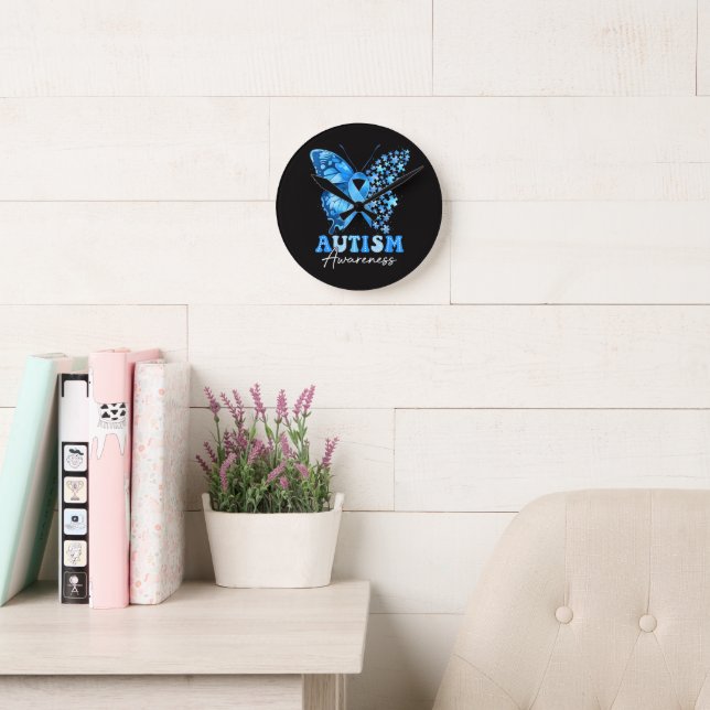 Colourful Butterfly Puzzle Round Clock (Reading Room)