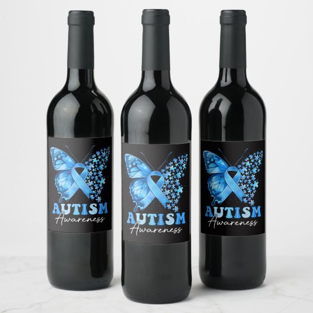 Colourful Butterfly Puzzle Wine Label (Bottles)