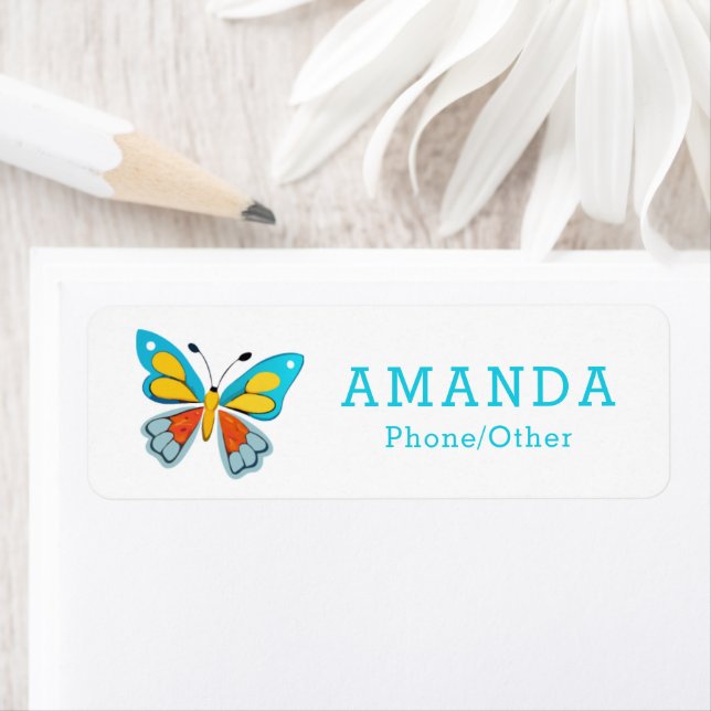Colourful Butterfly  Return Address Label (Insitu)
