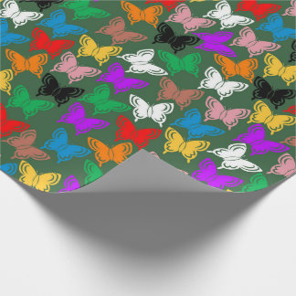 Colourful Butterfly Silhouette Wrapping Paper