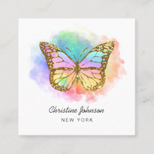 colourful butterfly square business card