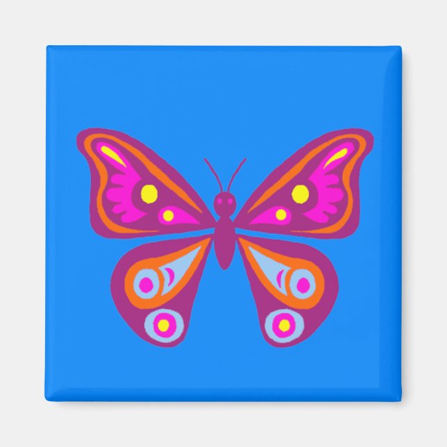 Colourful Butterfly Square Magnet (Front)