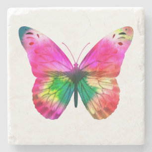 Colourful butterfly stone coaster