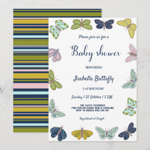 Colourful Butterfly Summer Baby Shower Invitation