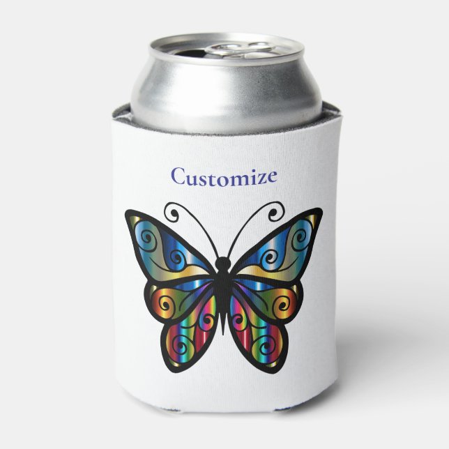 Colourful Butterfly Thunder_Cove Can Cooler (Can Front)
