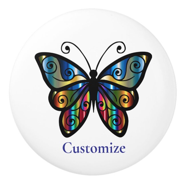 Colourful Butterfly Thunder_Cove Ceramic Knob (Front)