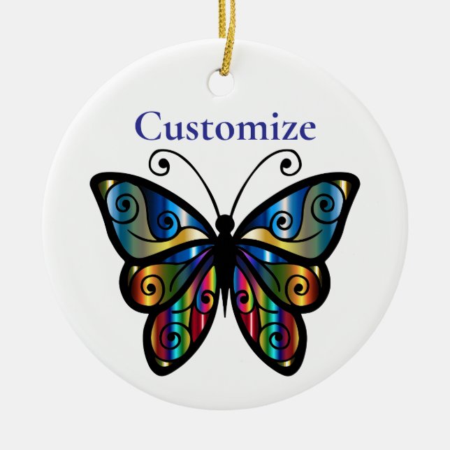 Colourful Butterfly Thunder_Cove Ceramic Ornament (Front)