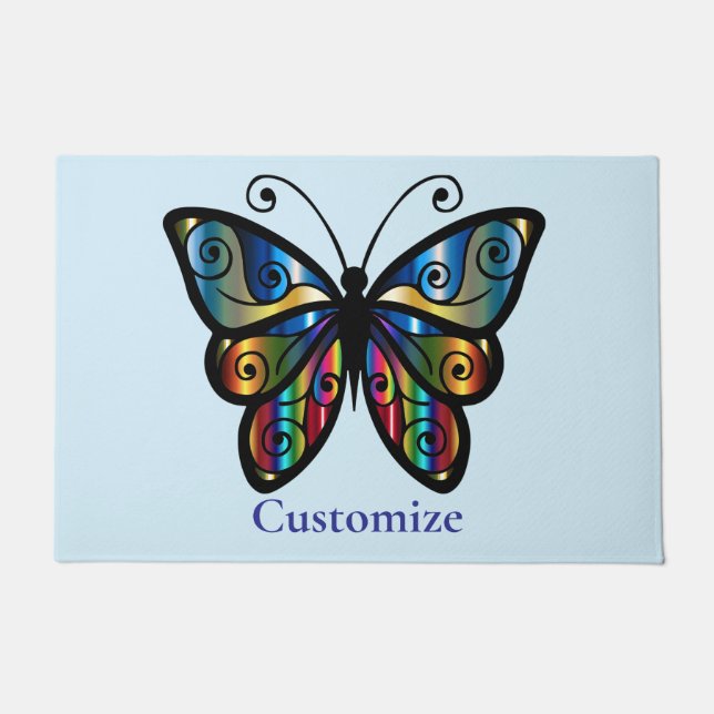 Colourful Butterfly Thunder_Cove Doormat (Front)
