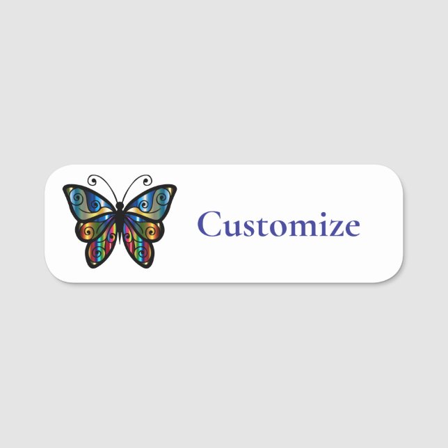 Colourful Butterfly Thunder_Cove Name Tag (Front)