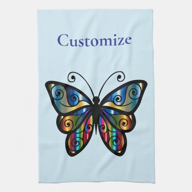 Colourful Butterfly Thunder_Cove Tea Towel (Vertical)