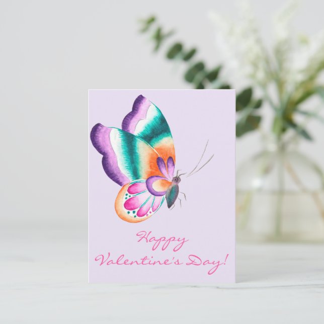 Colourful Butterfly | Valentine's Day Postcard (Standing Front)