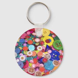 Colourful Button Collage Key Ring