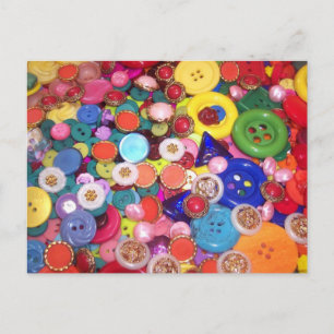 Colourful Button Collage Postcard