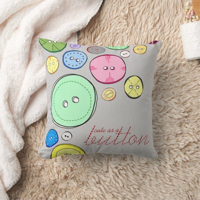Colourful Button Illustration Cushion (Blanket)