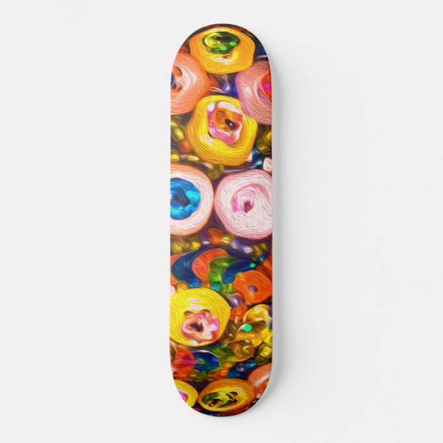 Colourful Button Jewels Skateboard (Front)