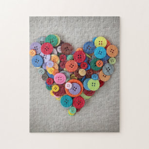 Colourful Buttons Heart Jigsaw Puzzle
