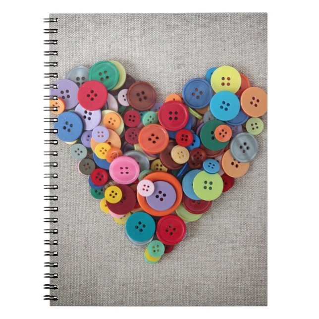 Colourful Buttons Heart Notebook (Front)