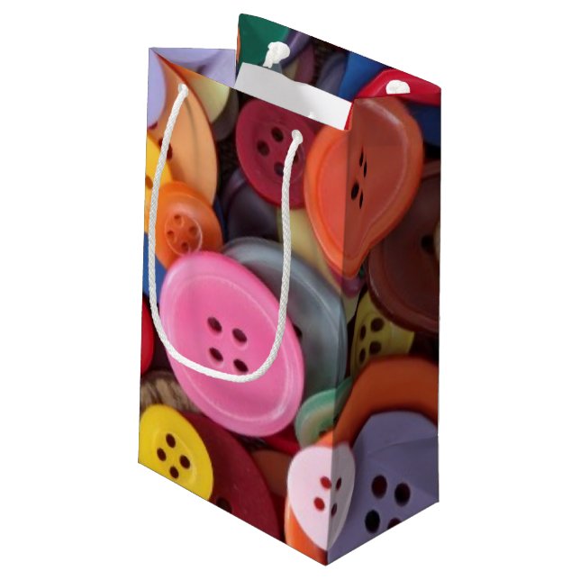 Colourful Buttons Heart Small Gift Bag (Back Angled)