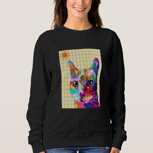 Colourful Ca Colourful Cat Pop Art Style Sweatshirt (Front)