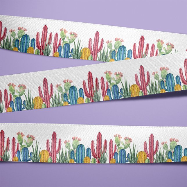 Colourful Cacti | Desert Theme Satin Ribbon (Creator Uploaded)