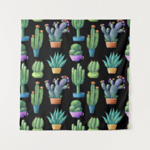 Colourful Cacti: Whimsical Seamless Design. Tapestry