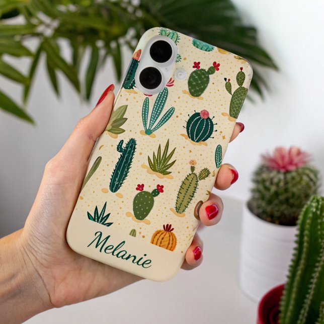 Colourful Cactus Floral Personalised Name Case-Mate iPhone Case (Creator Uploaded)