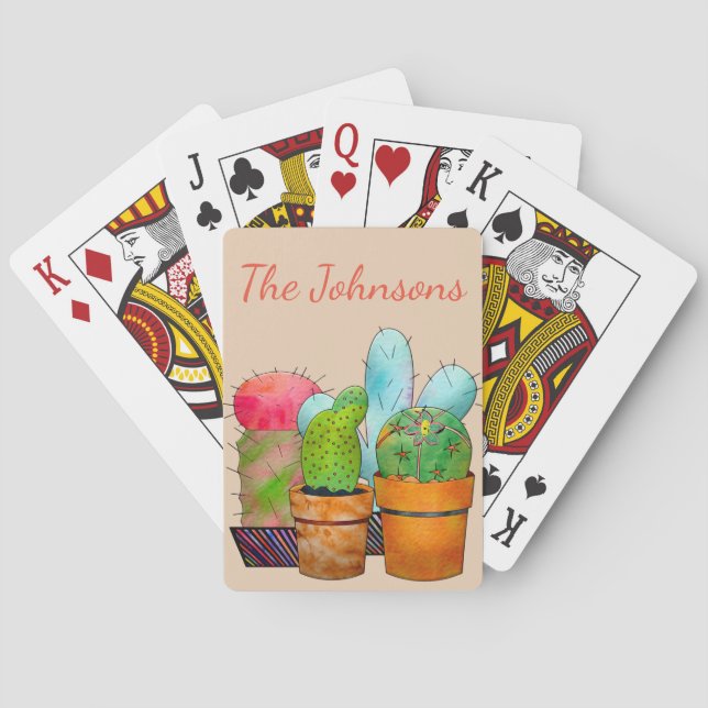 Colourful Cactus Garden Playing Cards (Back)