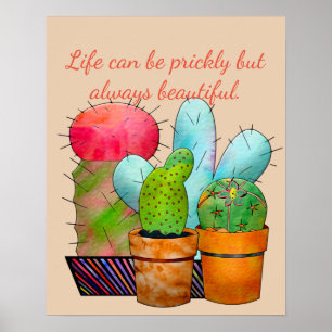 Colourful Cactus Garden Poster