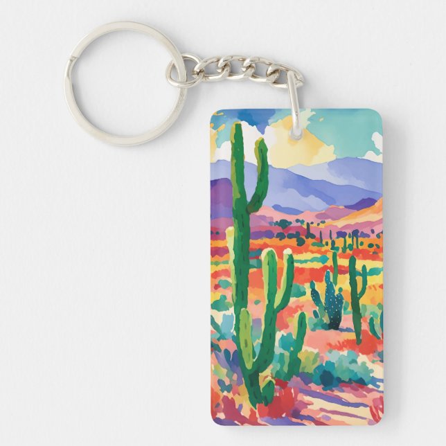 Colourful Cactus Keychain (Front)