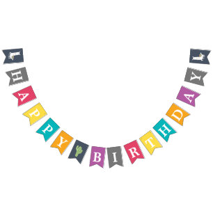Colourful Cactus Llama Fun Birthday Party Bunting