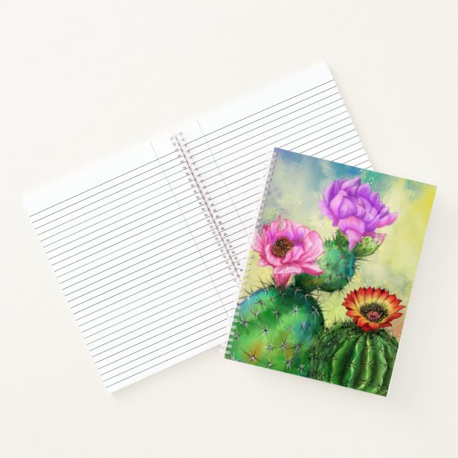 Colourful Cactus Notebook Flowers (Inside)