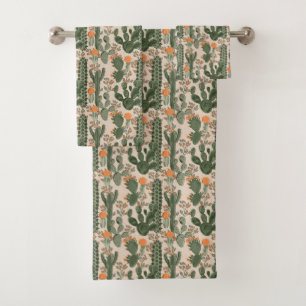 Colourful Cactus Pattern Bath Towel Set