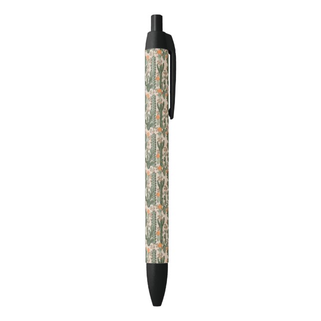 Colourful Cactus Pattern Black Ink Pen (Bottom (Vertical))