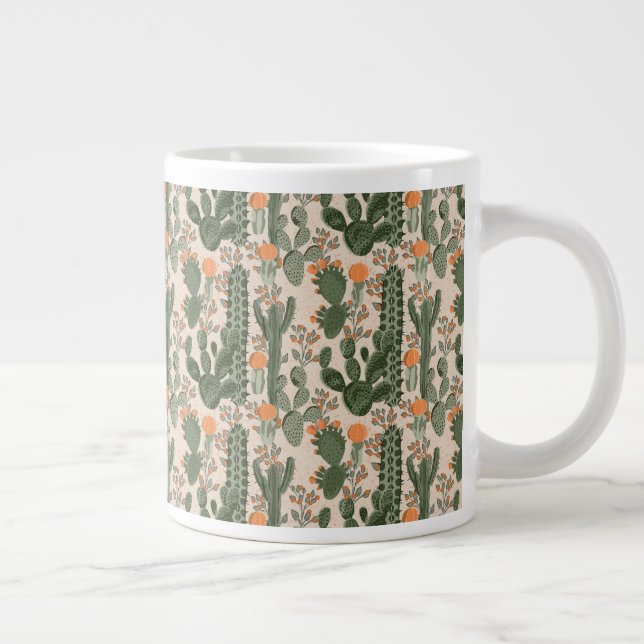 Colourful Cactus Pattern Large Coffee Mug (Right)
