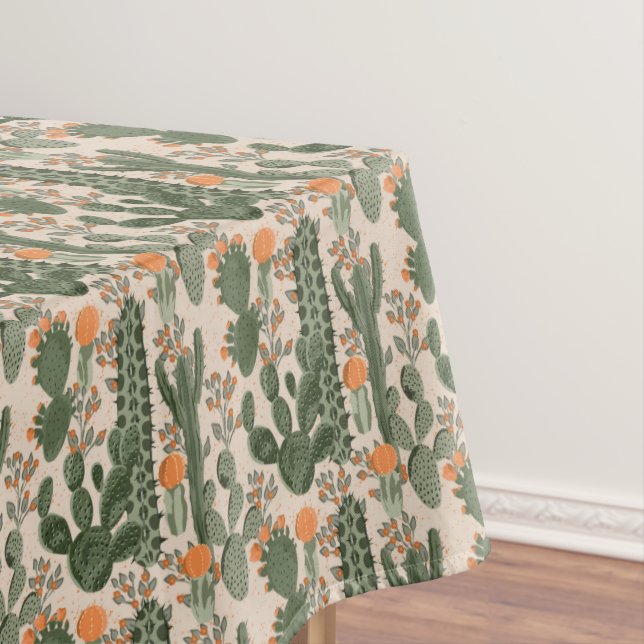 Colourful Cactus Pattern Tablecloth (In Situ)