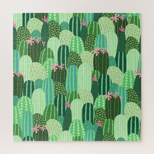 Colourful Cactus Seamless Pattern Illustration Jigsaw Puzzle (Vertical)