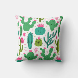 colourful Cactus Throw Pillow
