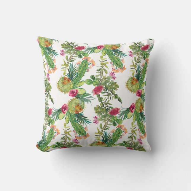 Colourful Cactus Throw Pillow (Front)