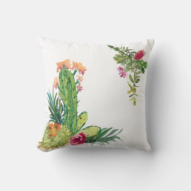 Colourful Cactus Throw Pillow (Front)