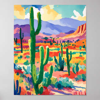 Colourful Cactus Watercolor Art Print