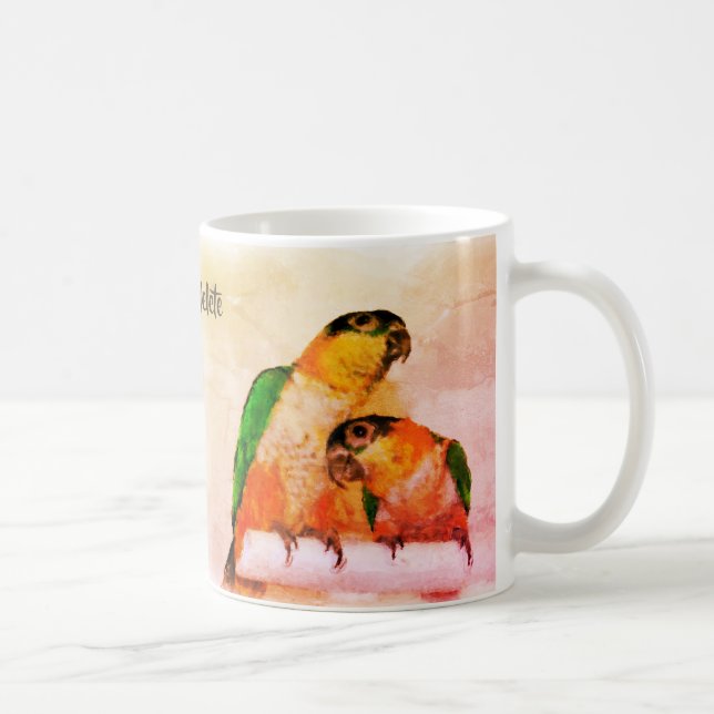 Colourful Caique Parrot Pair Bird Art Personalised Coffee Mug (Right)