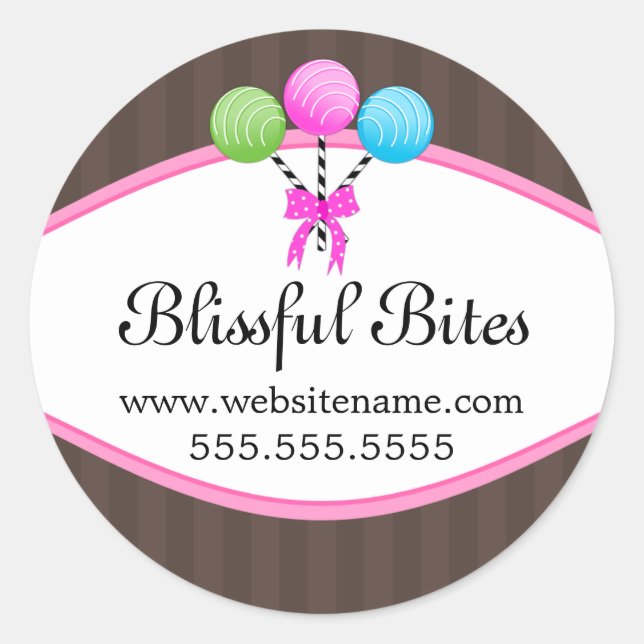 Colourful Cake Pops Bakery Box Seals (Front)