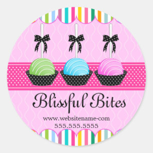 Colourful Cake Pops Bakery Box Seals