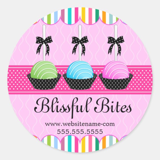 Colourful Cake Pops Bakery Box Seals (Front)