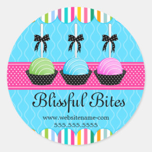 Colourful Cake Pops Bakery Box Seals