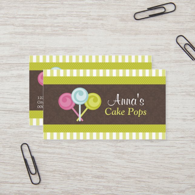Colourful Cake Pops Bakery Business Card (Front/Back In Situ)