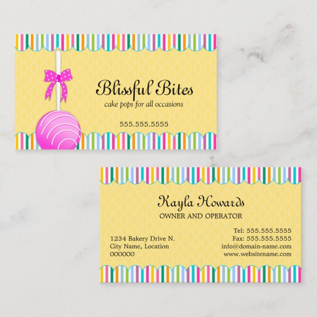 Colourful Cake Pops Business Card (Front/Back)