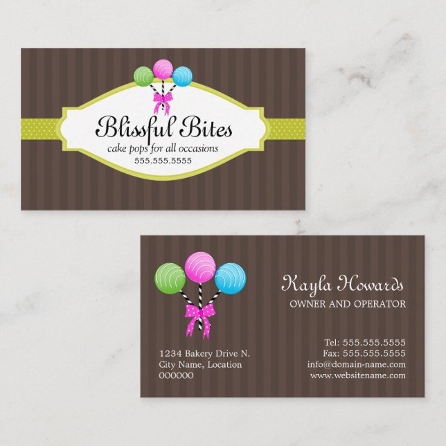 Colourful Cake Pops Business Card (Front/Back)